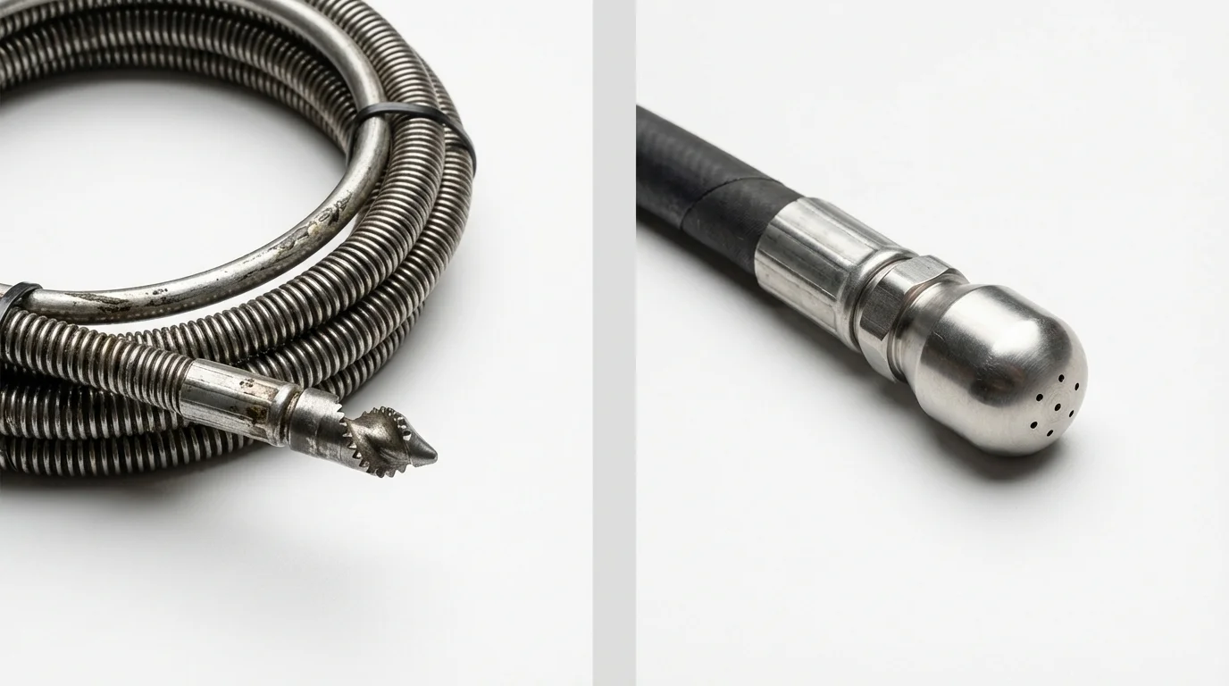 Drain snake cable and hydro jetting nozzle used for drain cleaning in Apollo Beach, FL