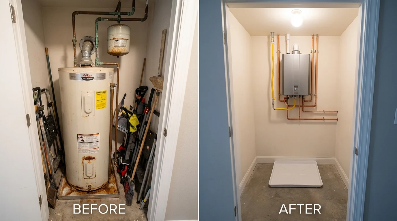 Tank water heater versus wall-mounted tankless unit comparison for Apollo Beach, FL homeowners